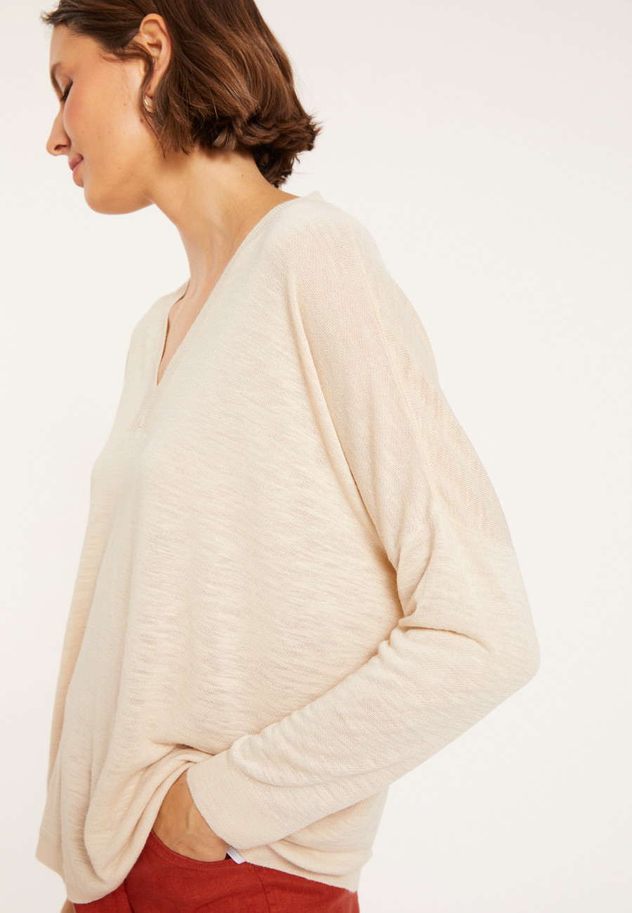 T-shirt col v en lin flammé - Beja