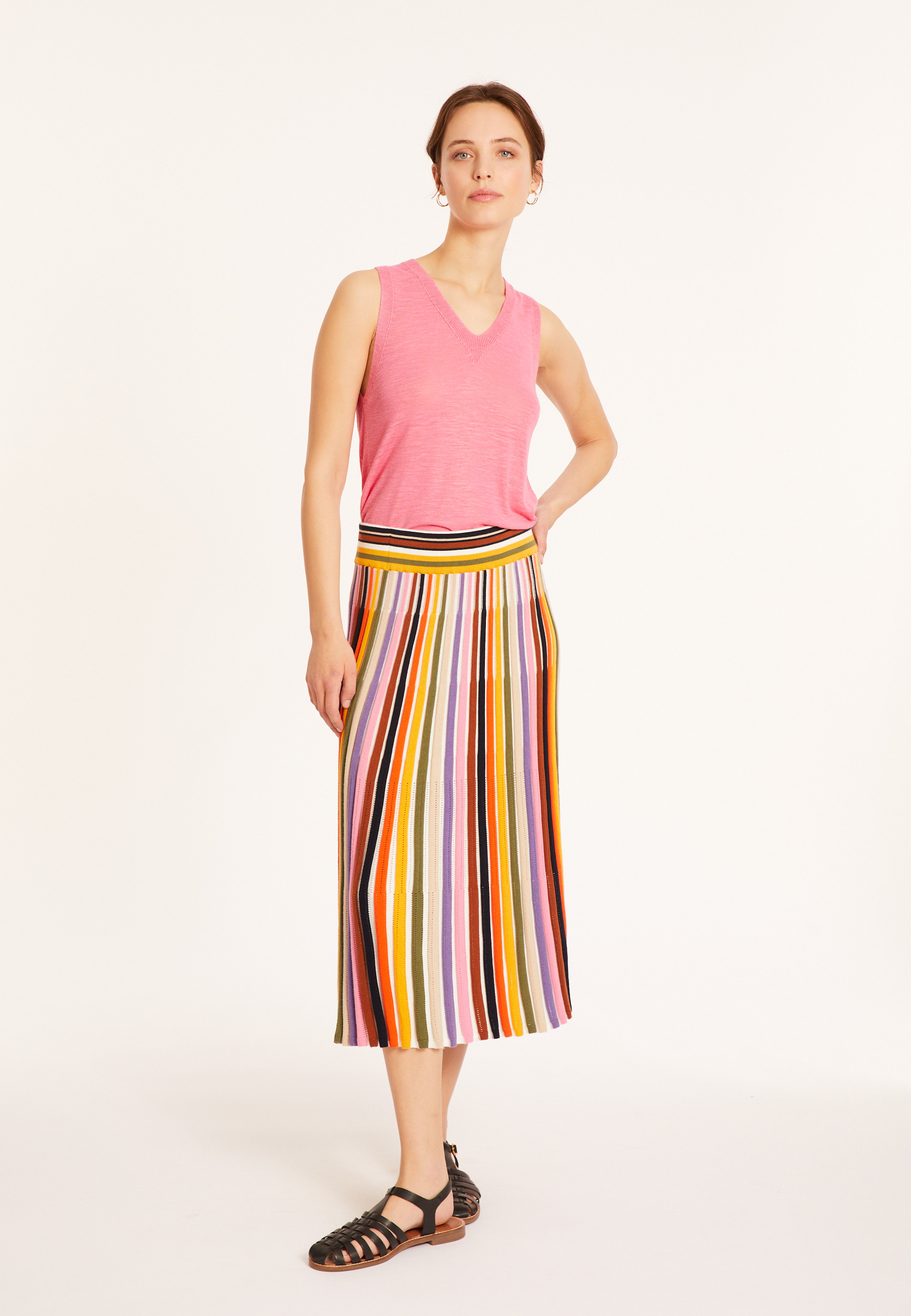 Débardeur en lin flammé - Tahiti 8082 dahlia - 24 Rose clair