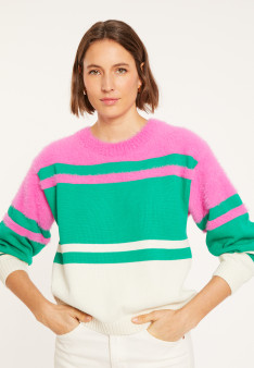 Three-colored cotton sweater - Mavrick