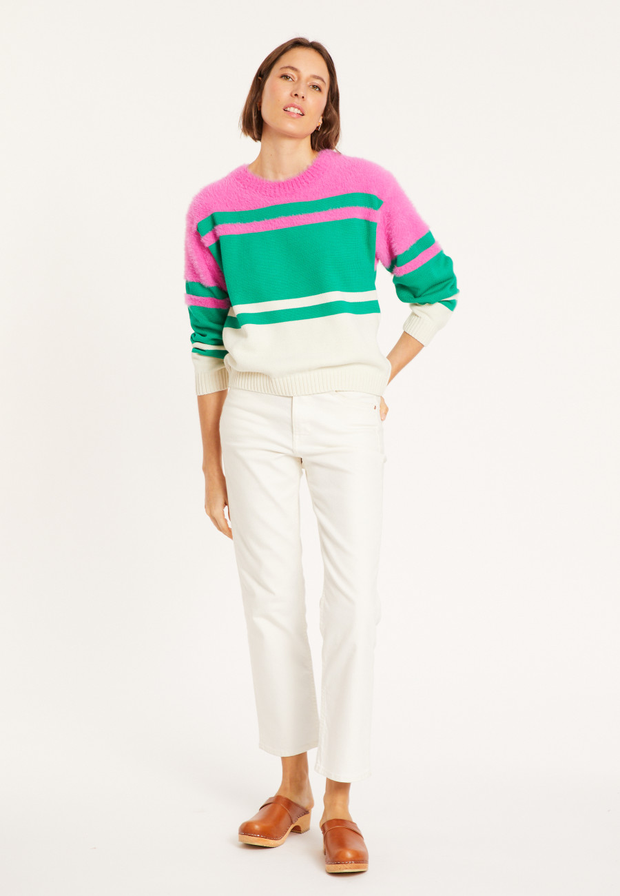 Three-colored cotton sweater - Mavrick