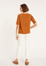T-shirt manches coudes en lin flammé - Bonbon 8030 - 07 Marron