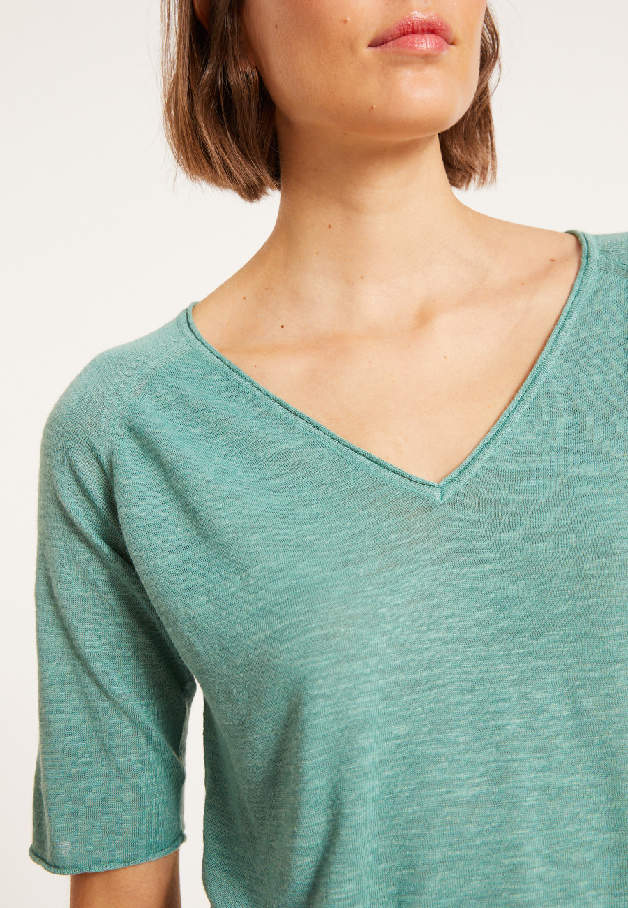 Camiseta manga cotovelo linho flamed - Bonbon