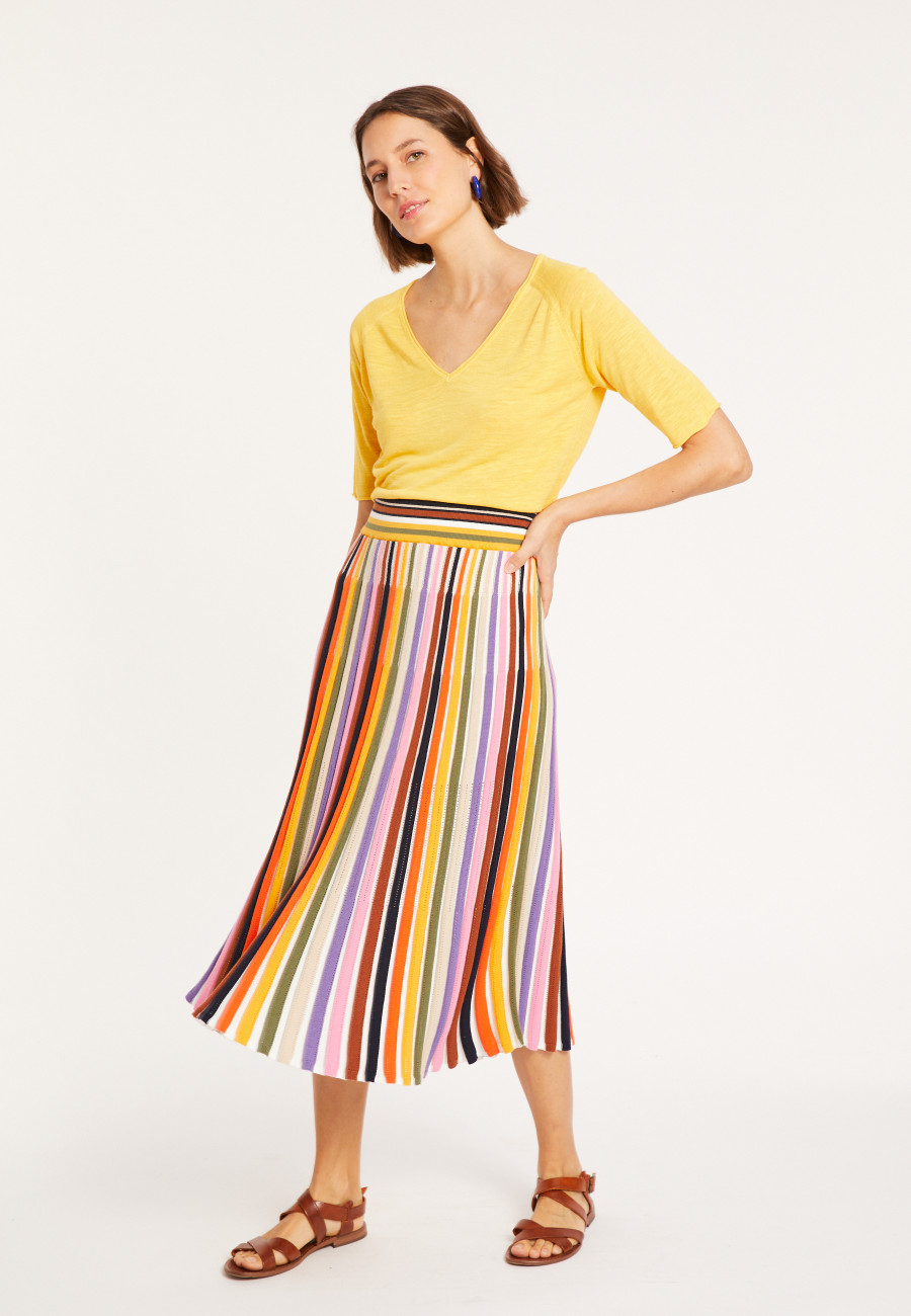 Flamed linen elbow sleeve t-shirt - Bonbon