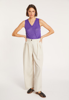 Débardeur en lin flammé - Tahiti 8090 iris - 17 Violet