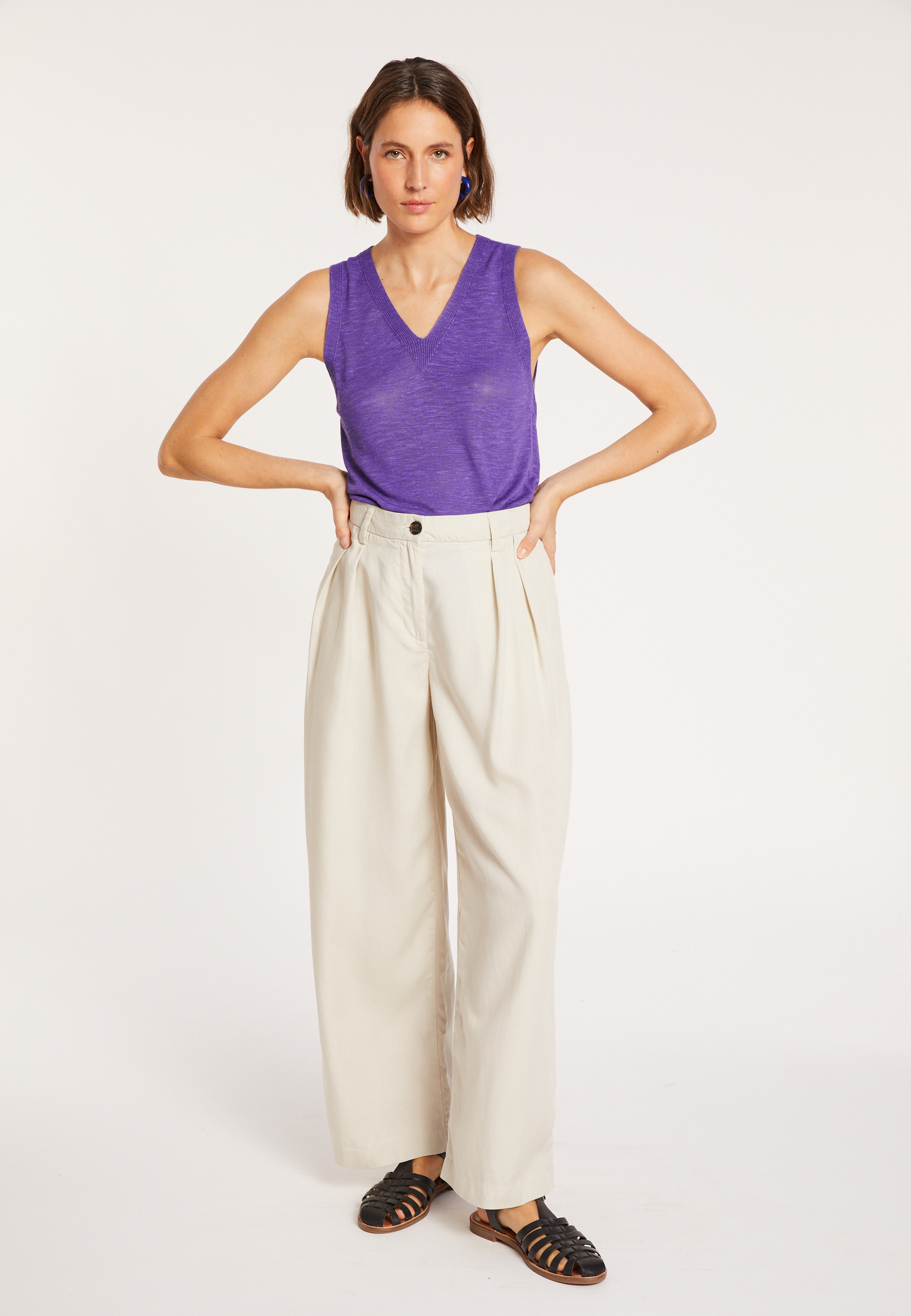 Slub linen tank top - Tahiti