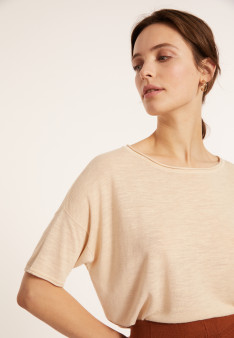 Flamed linen full sleeve elbow t-shirt - Taslim