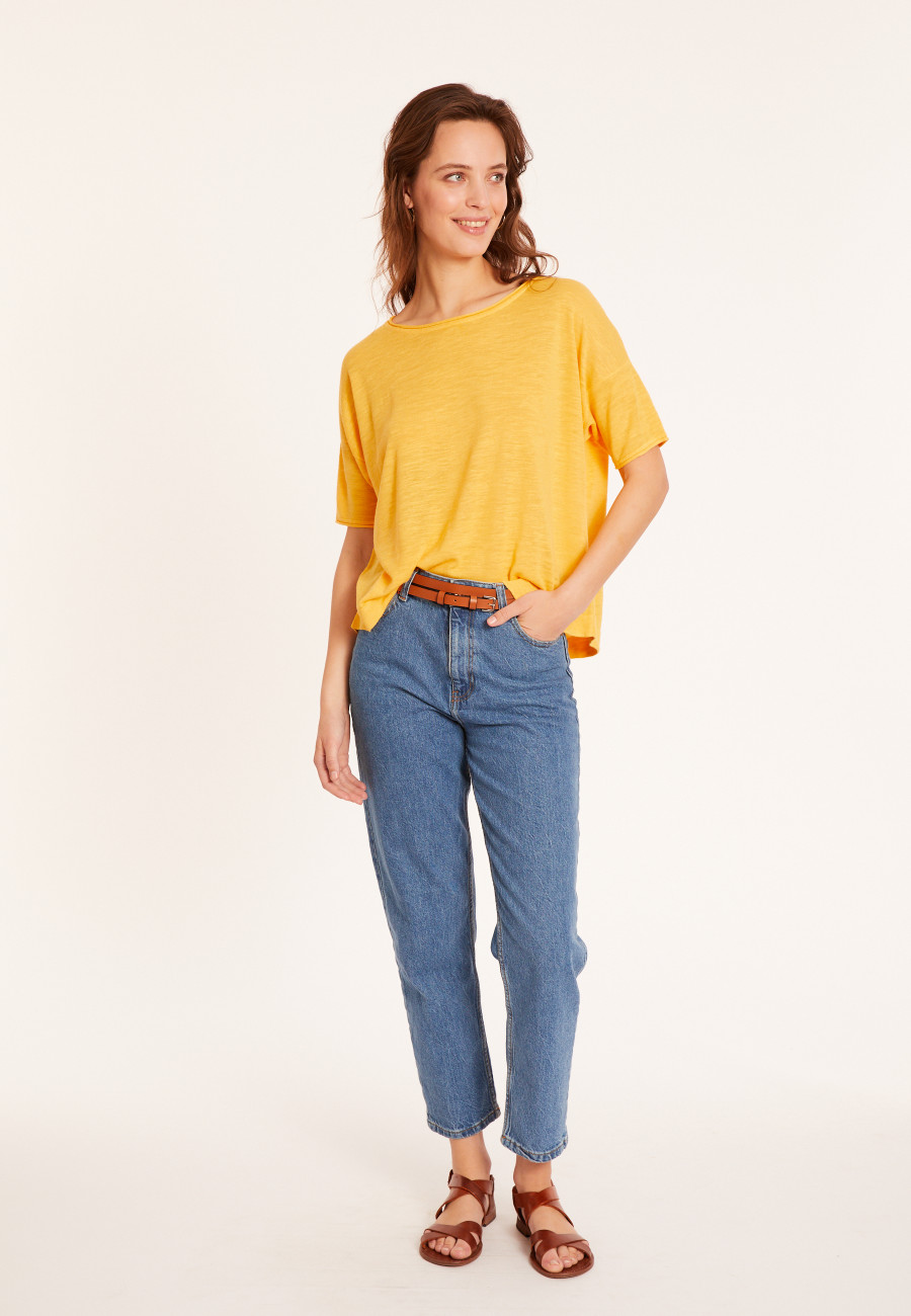 Flamed linen full sleeve elbow t-shirt - Taslim