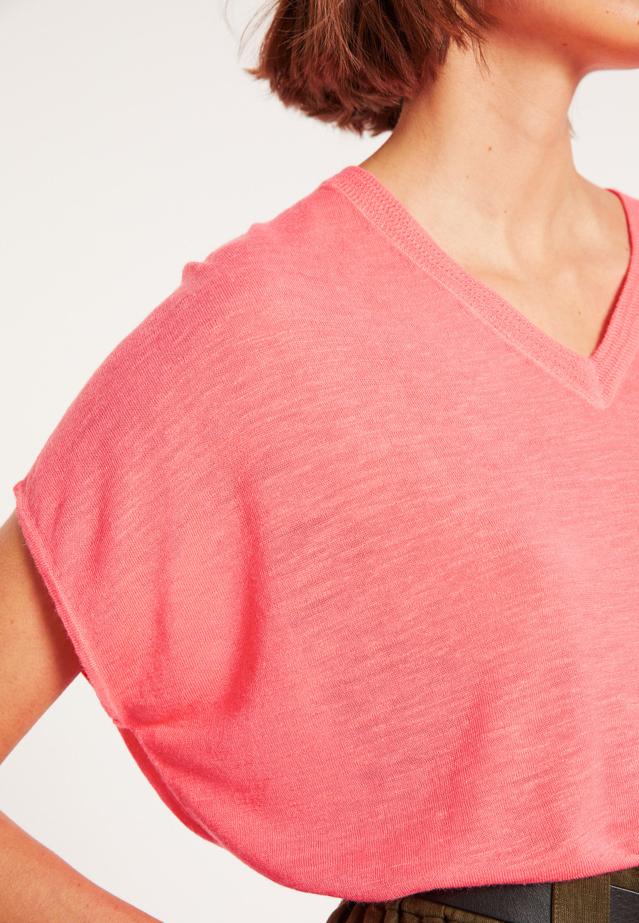 Camiseta de linho com decote em V - Marra