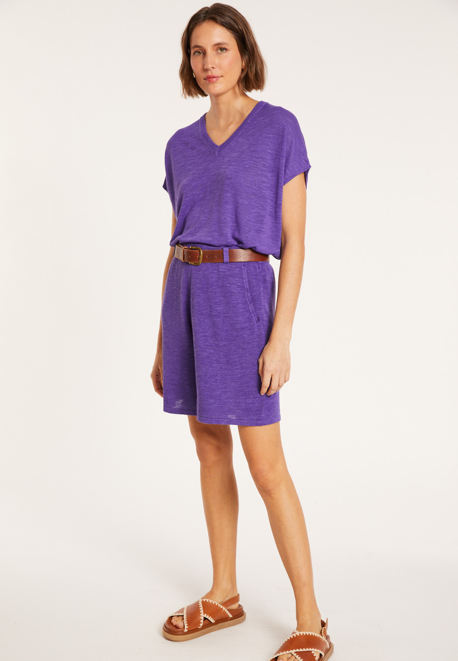 Camiseta de linho com decote em V - Marra