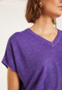 T-shirt ample col V en lin flammé - Marra 8090 - 17 Violet