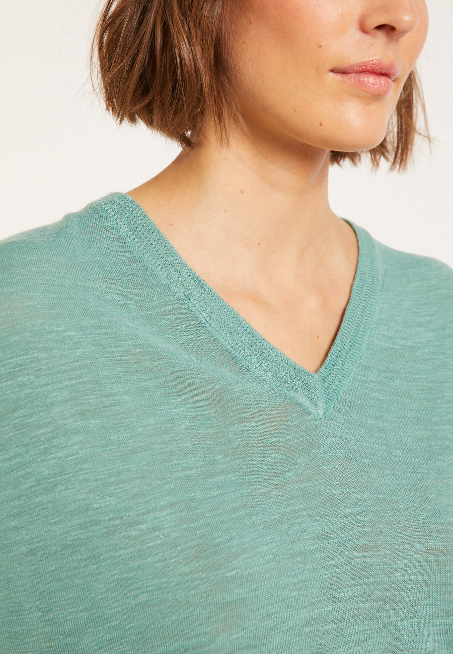 Camiseta de linho com decote em V - Marra