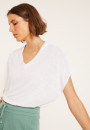T-shirt ample col V en lin flammé - Marra 8001 - 02 Blanc