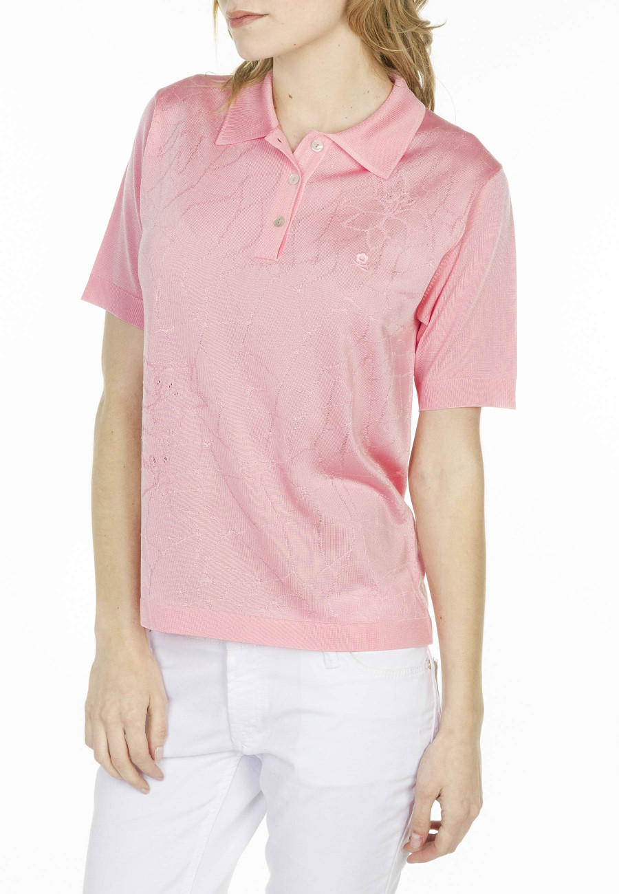 Polo motif géométrique en Fil Lumière Louise 7020 banana- 08 jaune