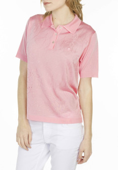 Polo motif géométrique en Fil Lumière Louise 7020 banana- 08 jaune