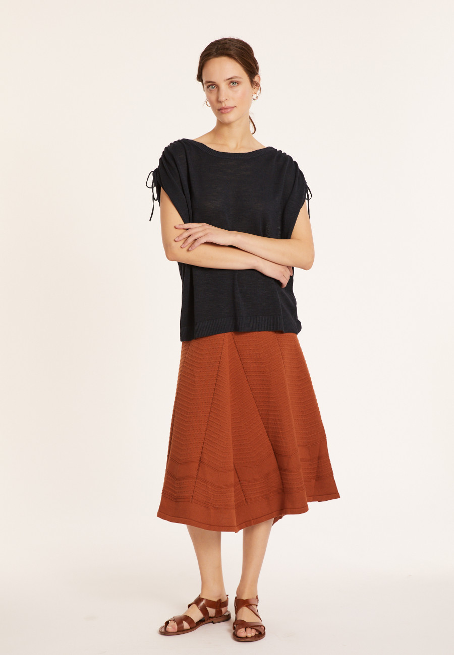 Camiseta en lin flammé - Marine