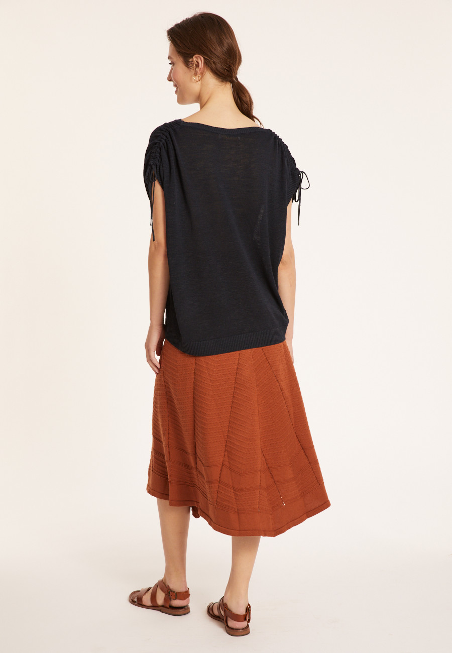 Camiseta en lin flammé - Marine