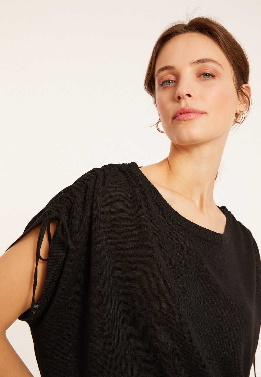 Camiseta en lin flammé - Marine