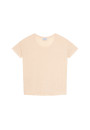 Loose-fitting round-neck flamed linen T-shirt - Pavot