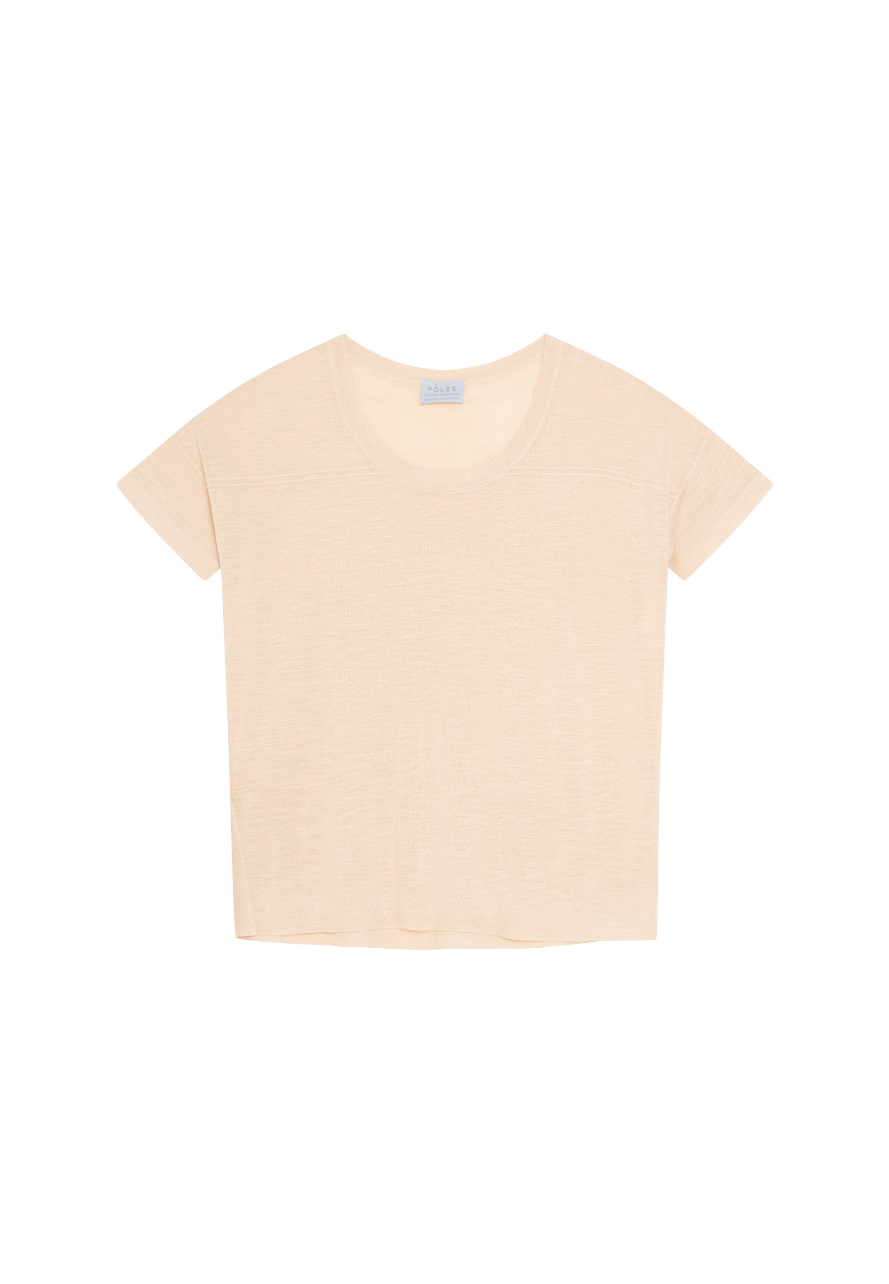 Loose-fitting round-neck flamed linen T-shirt - Pavot