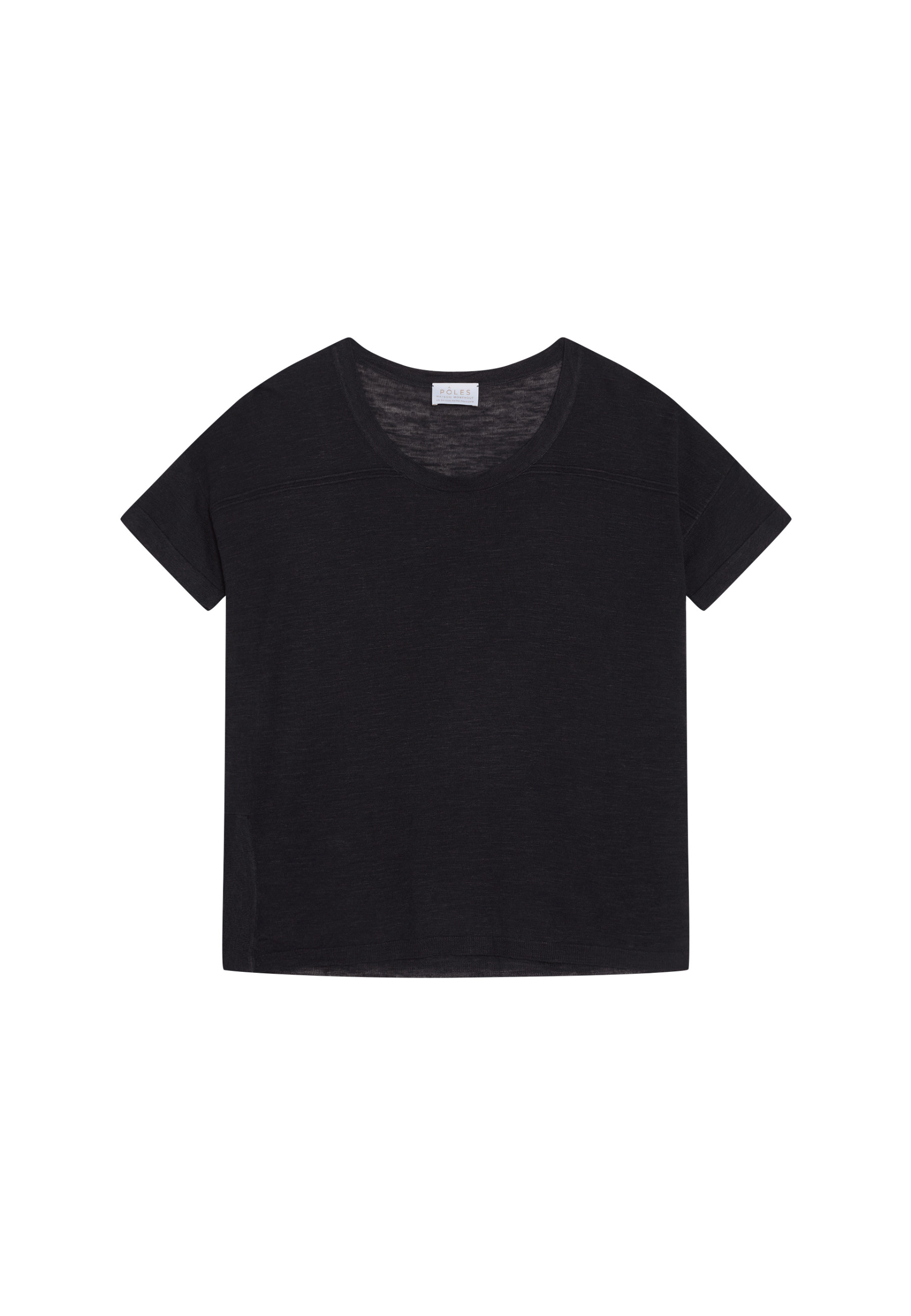 Loose-fitting round-neck flamed linen T-shirt - Pavot