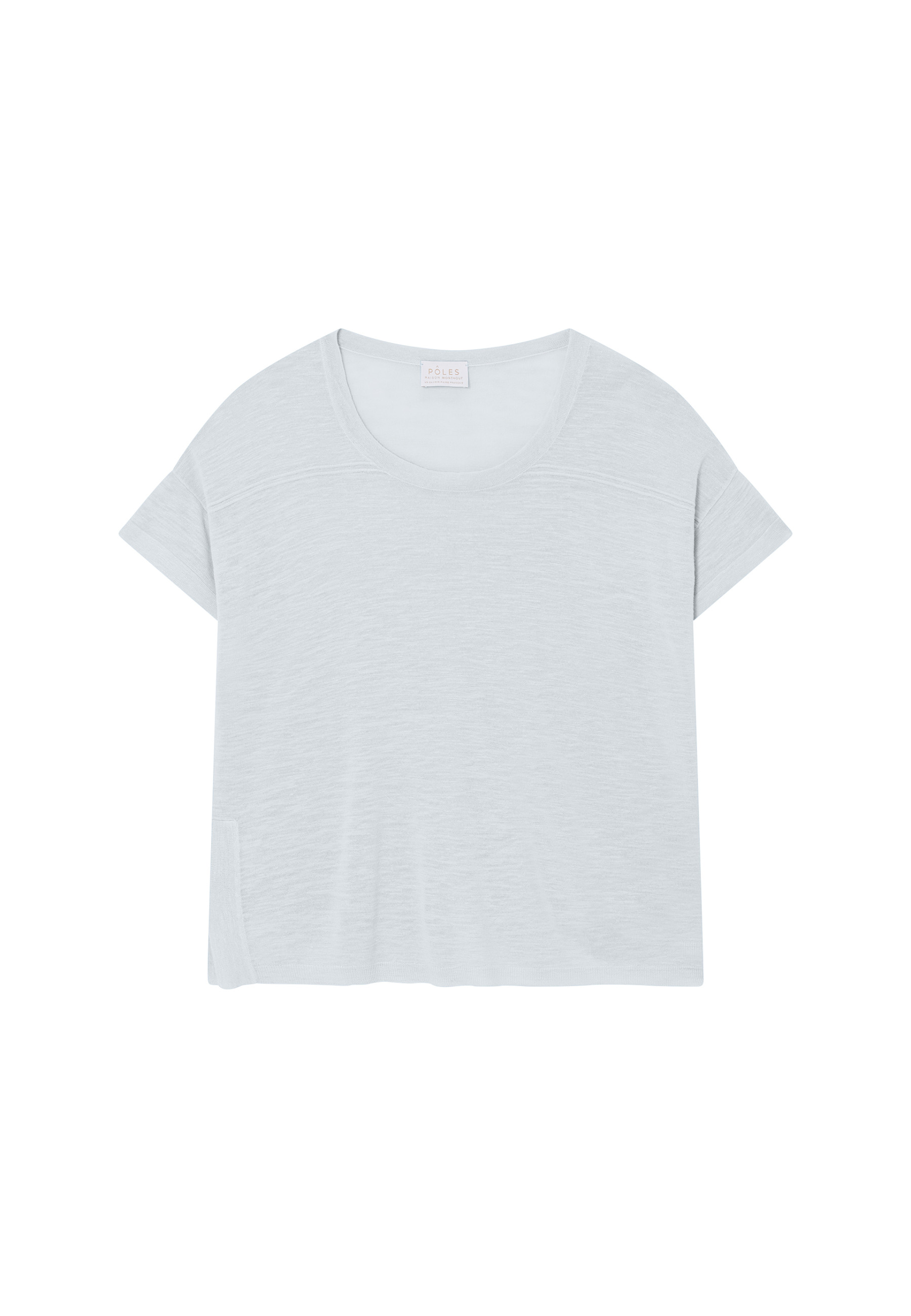 Loose-fitting round-neck flamed linen T-shirt - Pavot
