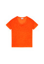 T-shirt ample col rond en lin flammé - Pavot