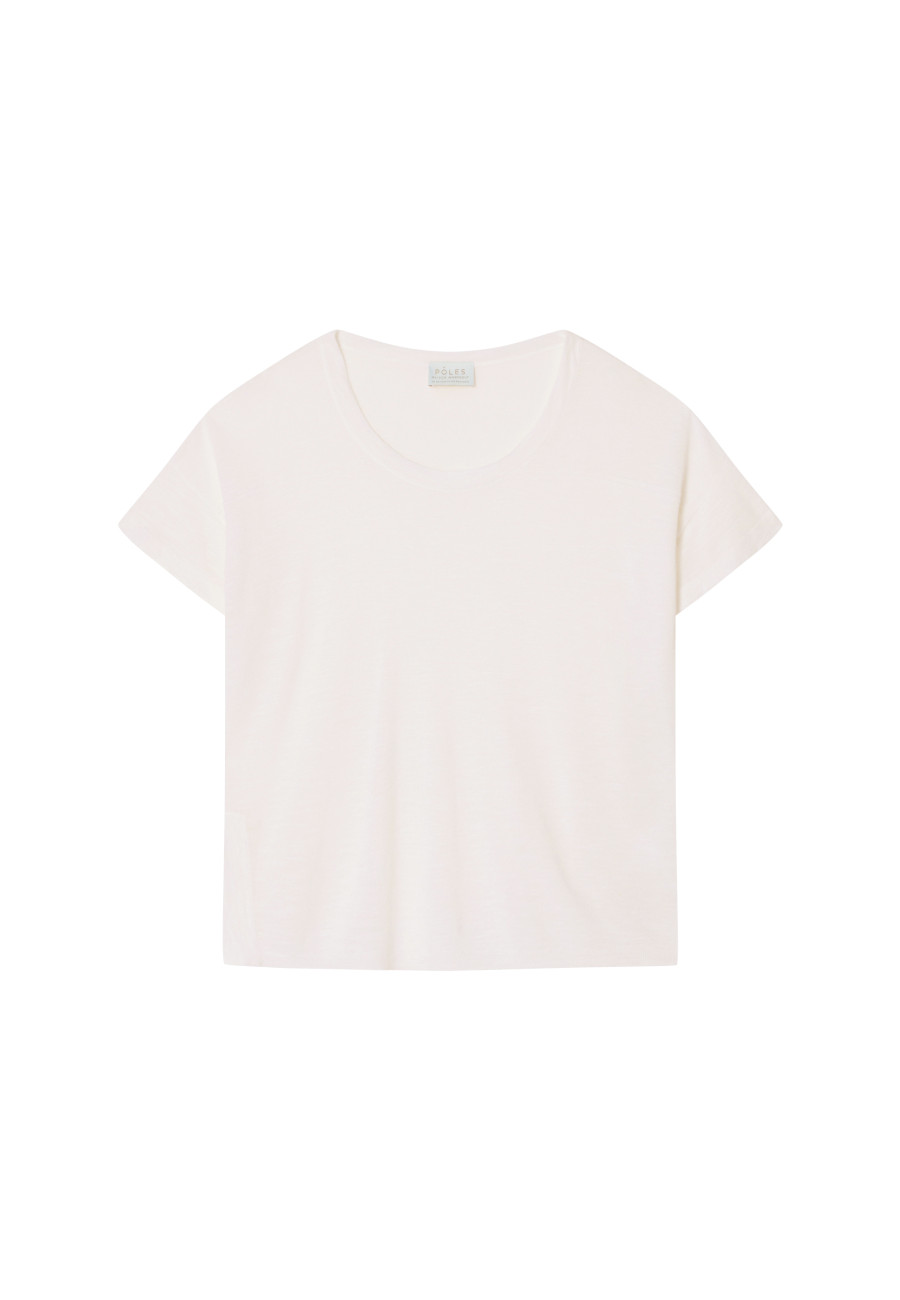 Loose-fitting round-neck flamed linen T-shirt - Pavot