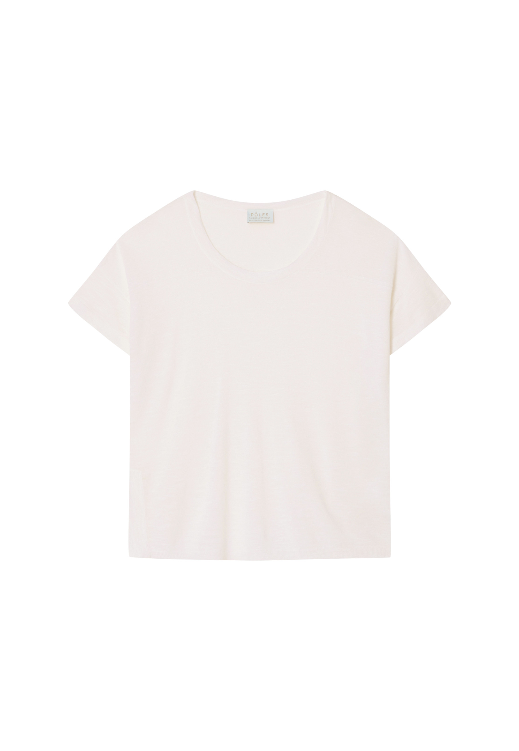 Loose-fitting round-neck flamed linen T-shirt - Pavot