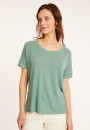 T-shirt ample col rond en lin flammé - Pavot 8052 - 94 Vert amande