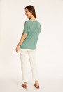 Loose-fitting round-neck flamed linen T-shirt - Pavot
