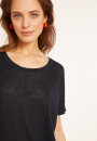 Loose-fitting round-neck flamed linen T-shirt - Pavot