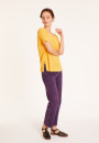 Loose-fitting round-neck flamed linen T-shirt - Pavot