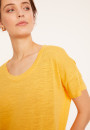 Loose-fitting round-neck flamed linen T-shirt - Pavot