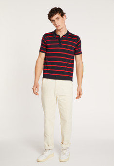 Polo homme en Fil Lumière à rayures Harold 5977 - 05 Bleu marine