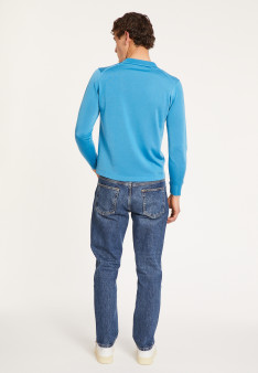 Polo manches longues homme en Fil Lumière Boris 5375 - 06 Bleu moyen