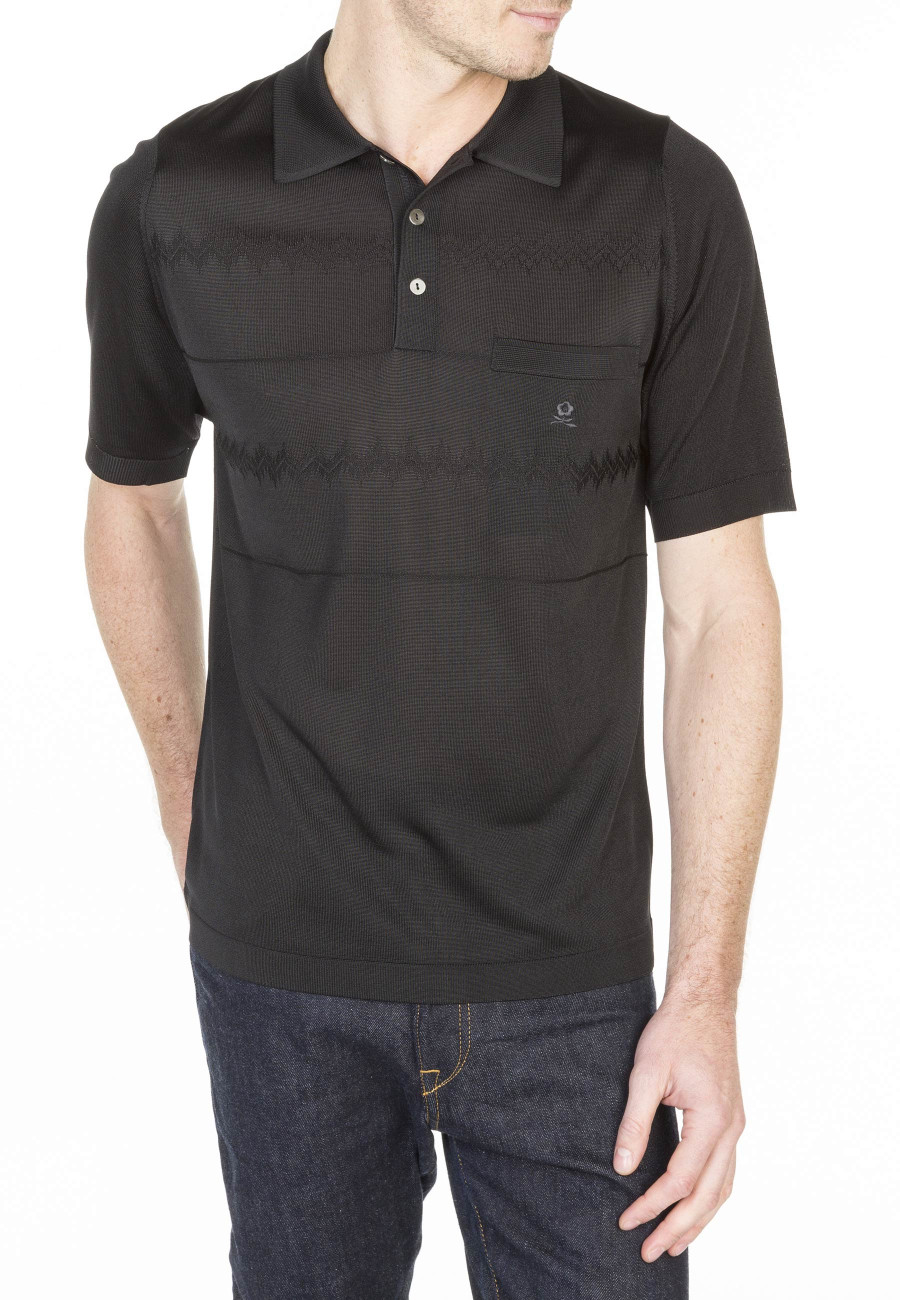 Polo à rayures en Fil Lumière Louenne 0307 noir - 01 noir 