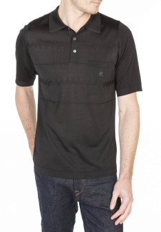 Polo à rayures en Fil Lumière Louenne 0307 noir - 01 noir 