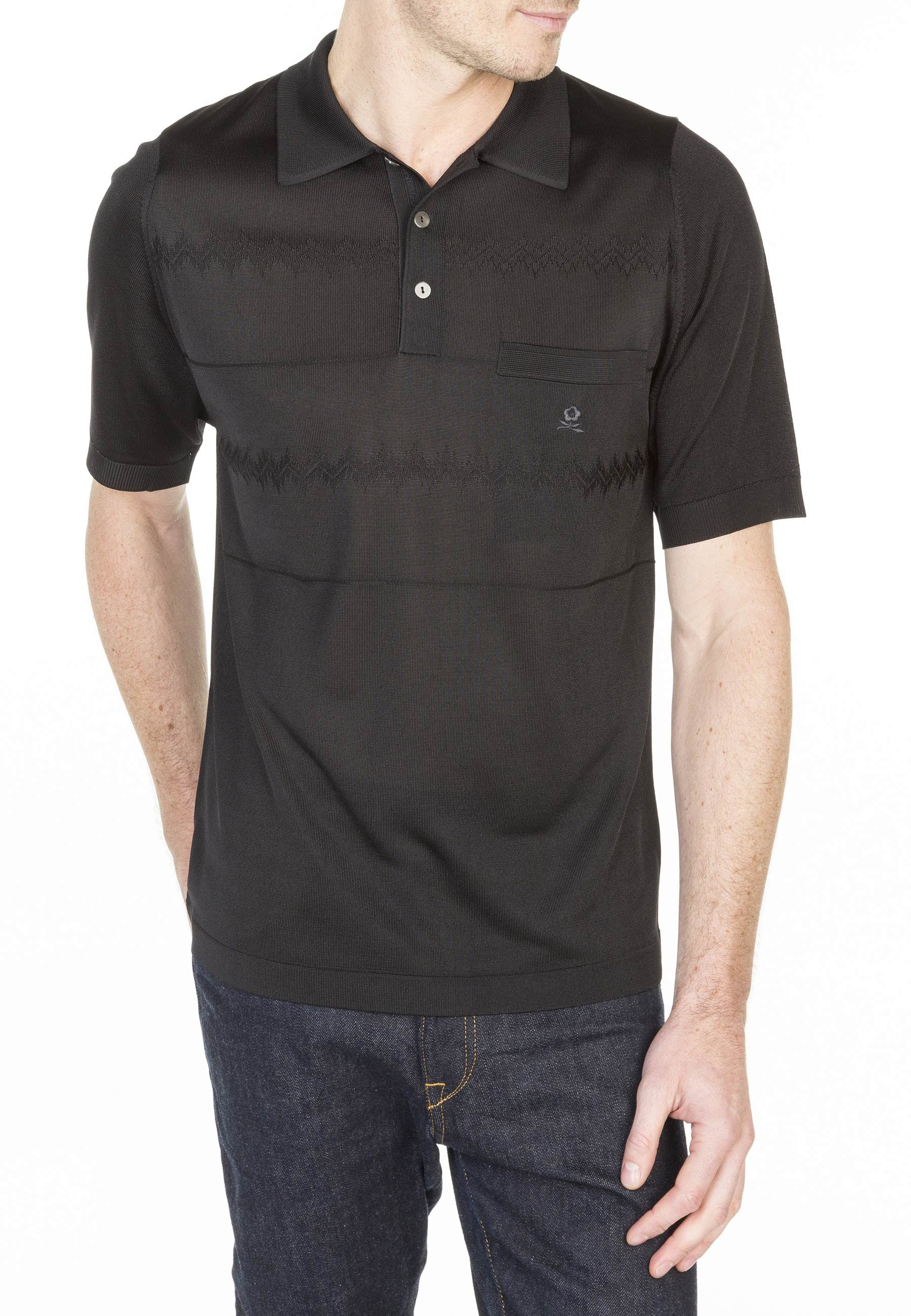 Polo à rayures en Fil Lumière Louenne 0307 noir - 01 noir 