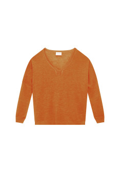 T-shirt oversize col v en lin flammé - Beja