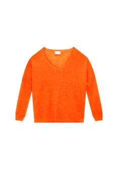 Oversized v-neck flamed linen t-shirt - Beja