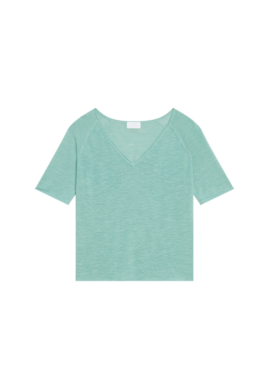Flamed linen elbow sleeve t-shirt - Bonbon