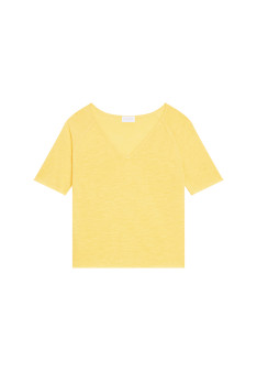 Flamed linen elbow sleeve t-shirt - Bonbon