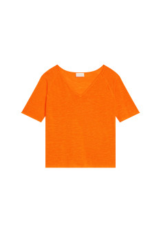 T-shirt manches coudes en lin flammé - Bonbon