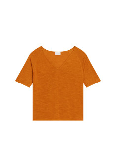 Flamed linen elbow sleeve t-shirt - Bonbon