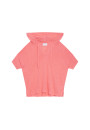 Flamed linen hooded t-shirt - Pivoine