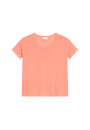 T-shirt ample col rond en lin flammé - Pavot