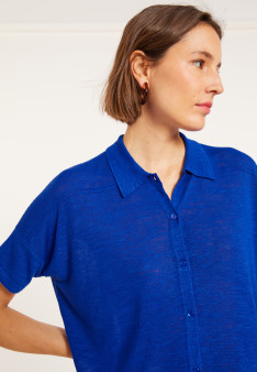Chemisier en lin flammé - Pablito 8041 - 48 Bleu roi