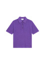 Flamed linen ribbed polo shirt - Petunia