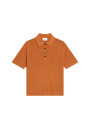 Flamed linen ribbed polo shirt - Petunia