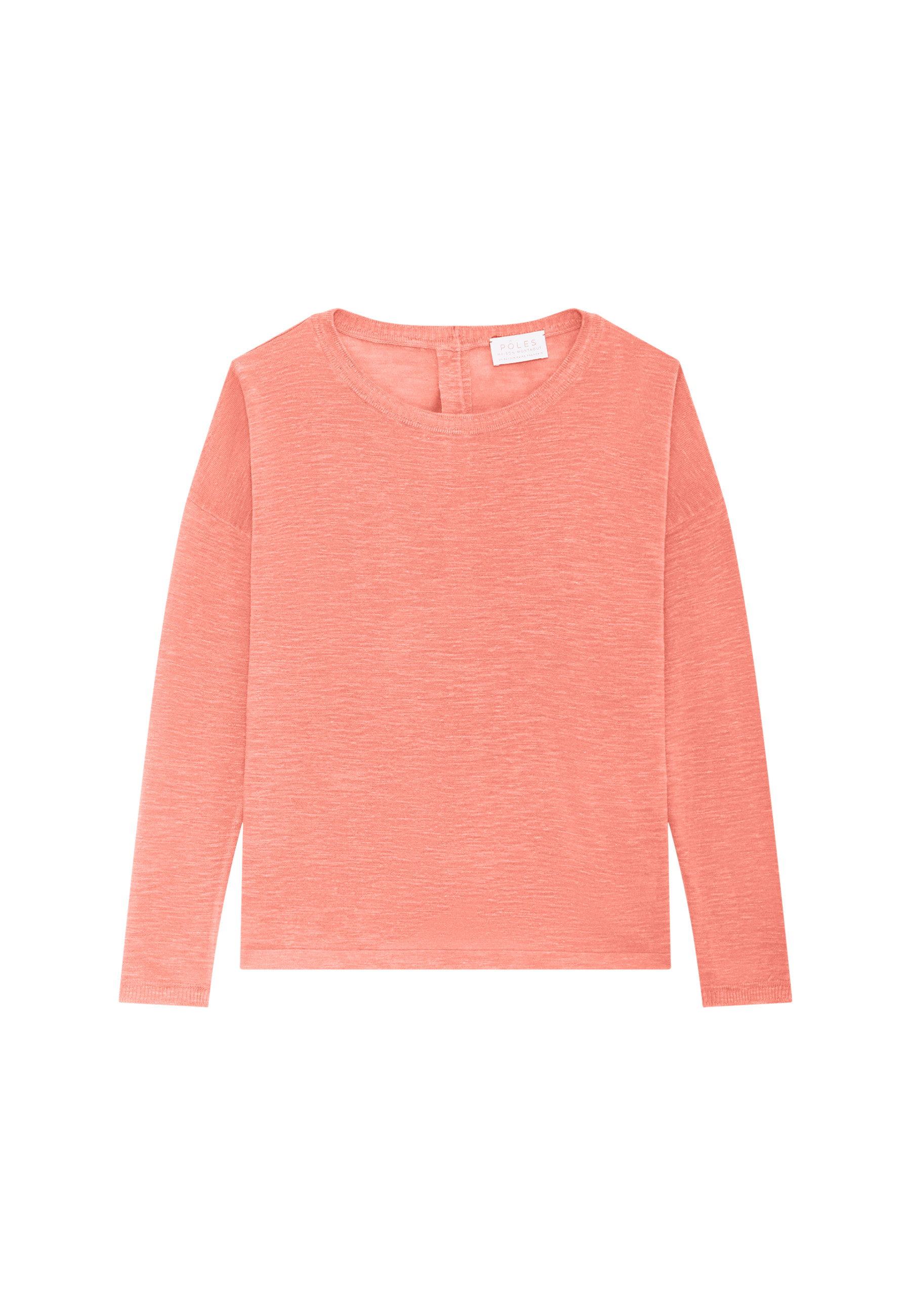 Flamed linen t-shirt with long sleeves and back buttons - Polly